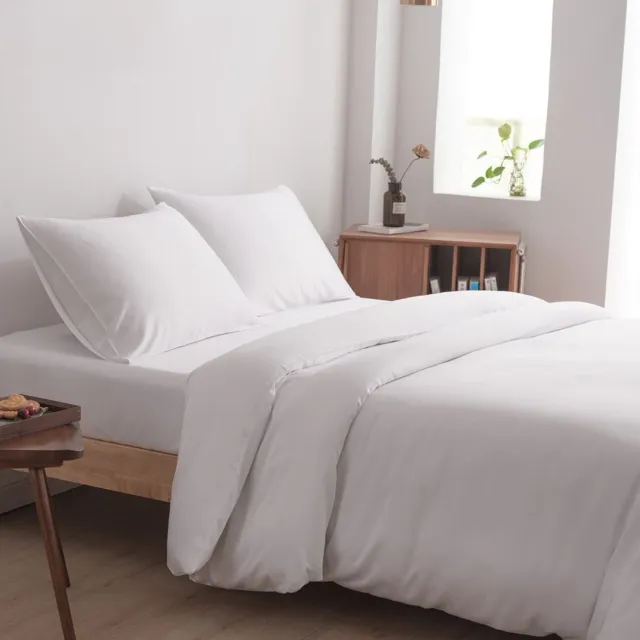 Boomba Bamboo bamboe beddengoedset - Coco White - 2-persoons XL - dekbedovertrek 240x220 cm, hoeslaken 180x200 cm en 2 kussenslopen 60x70 cm - 400TC satijn Wit