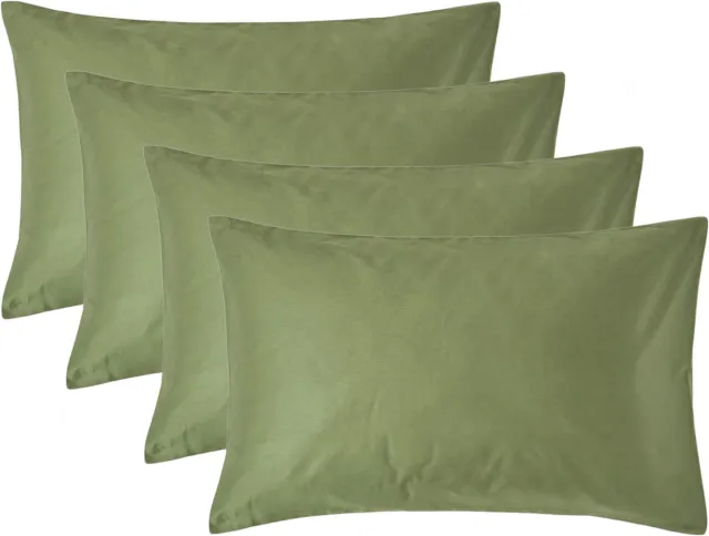 Homescapes Biologisch Kussensloop 50x75 cm – Set van 4 – Mosgroen – 100% Egyptisch Katoen Satijn – Draaddichtheid 400