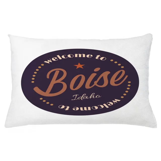 ABAKUHAUS Idaho Kussenhoes – Boise-stad-logo – Dubbelzijdig bedrukt – 65x40 cm – Donkerpaars/Wit/Gember